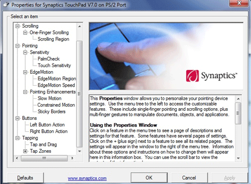 Synaptics Properties